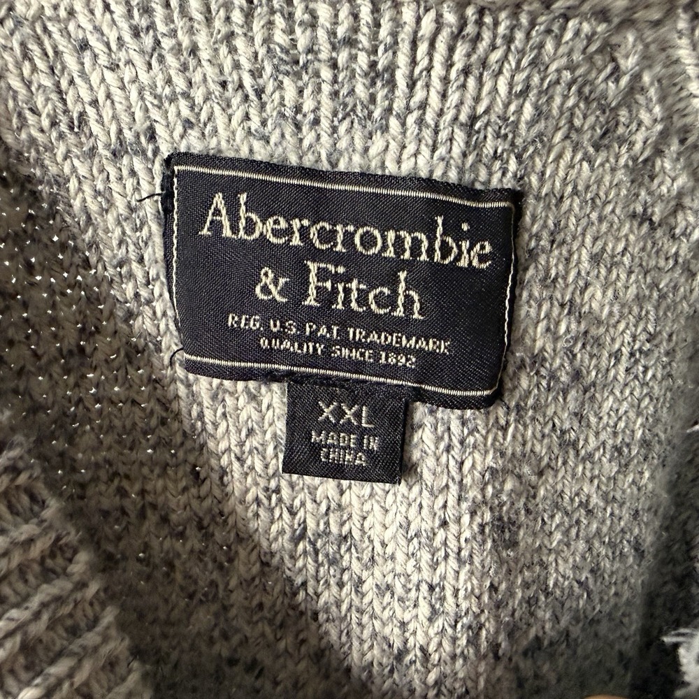 Abercrombie & Fitch Vintage Men's XXL Gray Marl Knit Roll Neck Crew Sweater - Picture 6 of 7